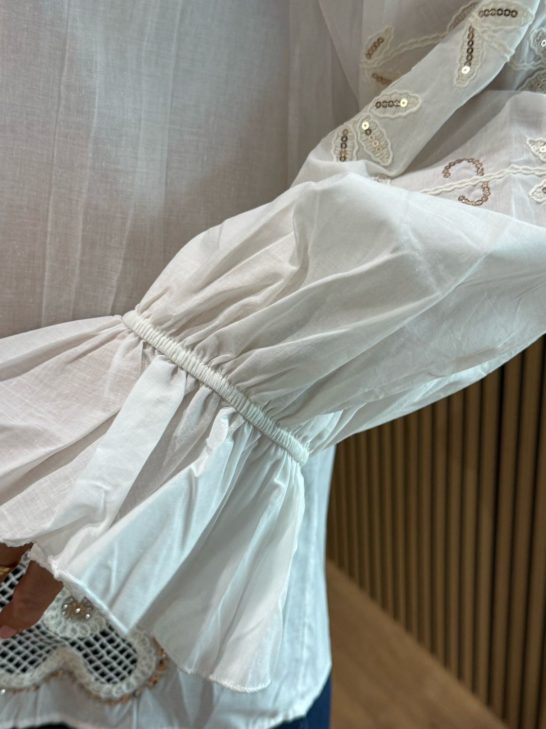 Boho Embroidered Cotton Blouse - White