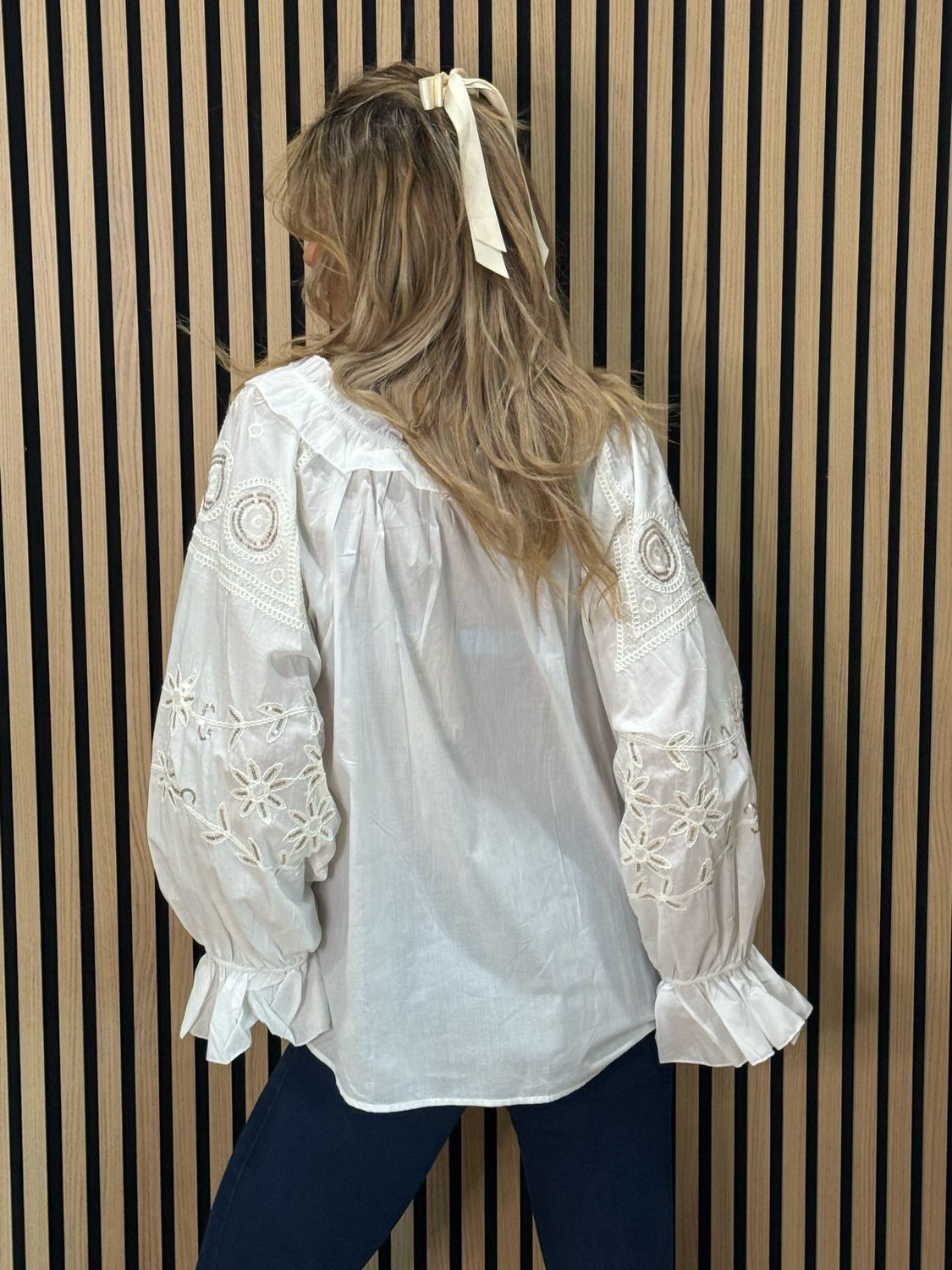 Boho Embroidered Cotton Blouse - White