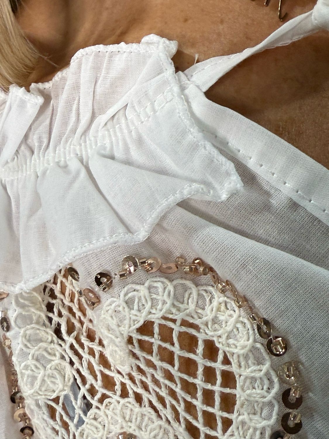 Boho Embroidered Cotton Blouse - White