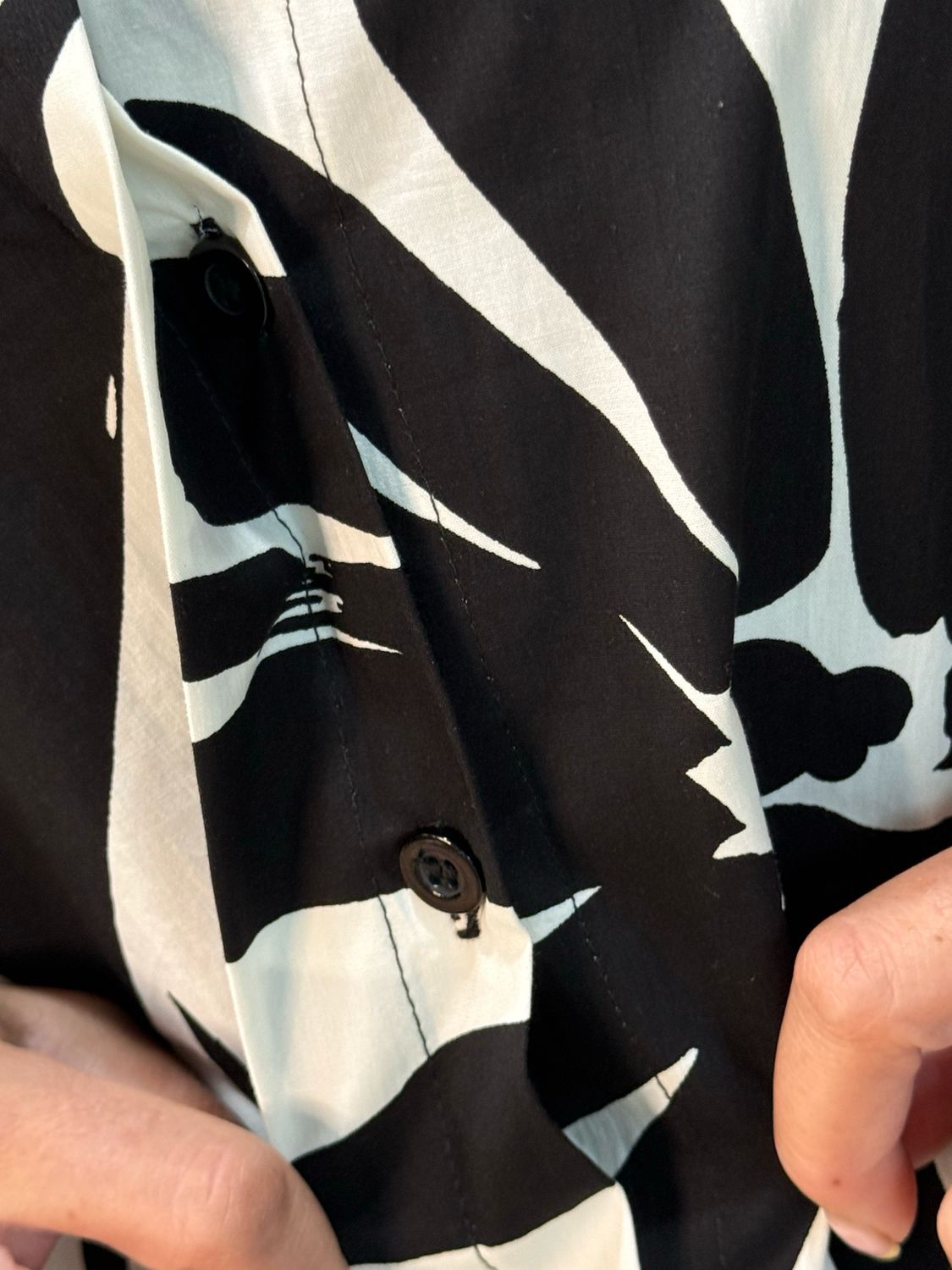 Monochrome Bloom Shirt Dress - Black/White