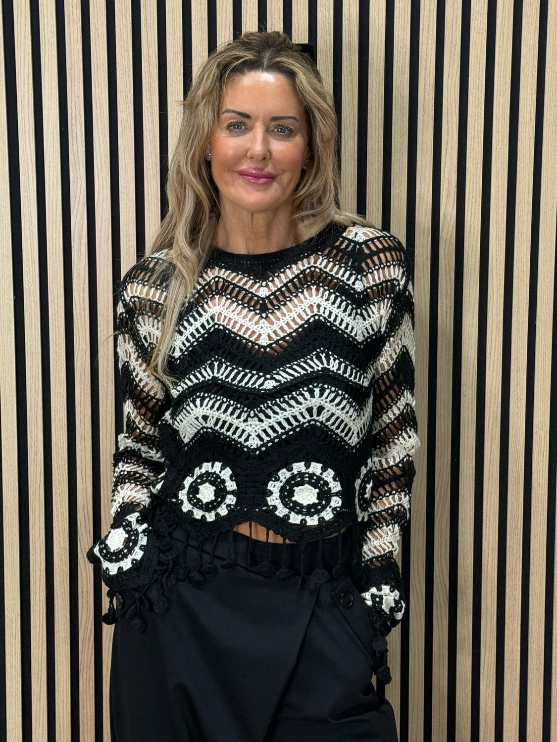 Monochrome Crochet Top - Black/White