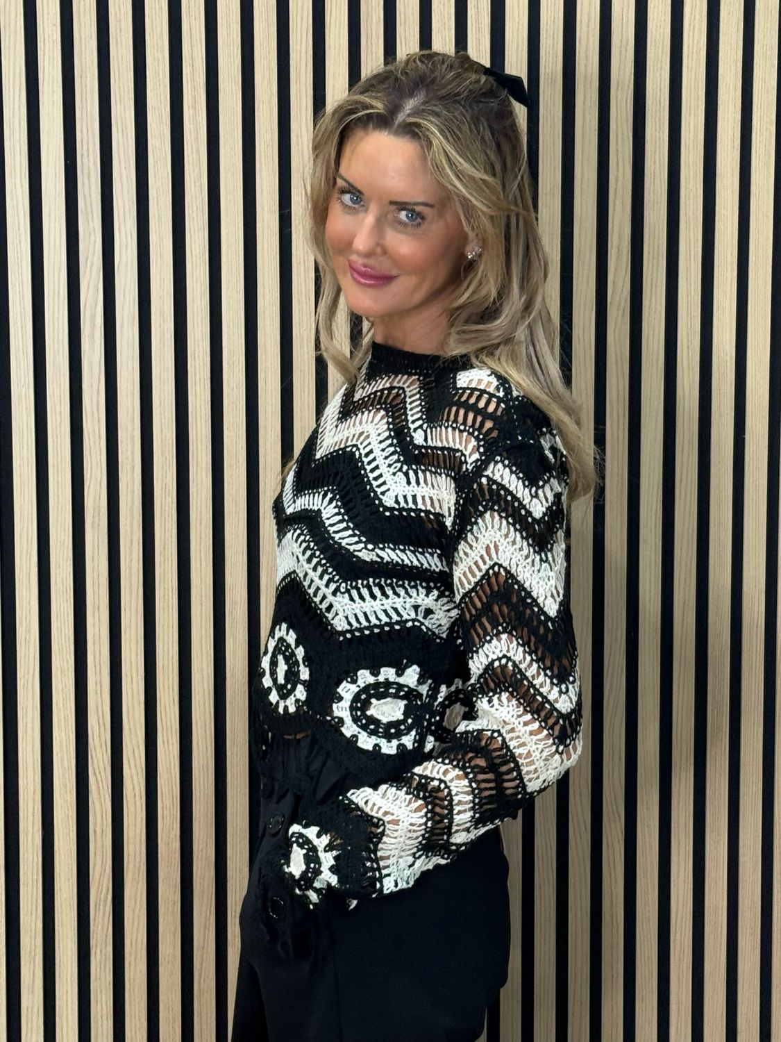 Monochrome Crochet Top - Black/White