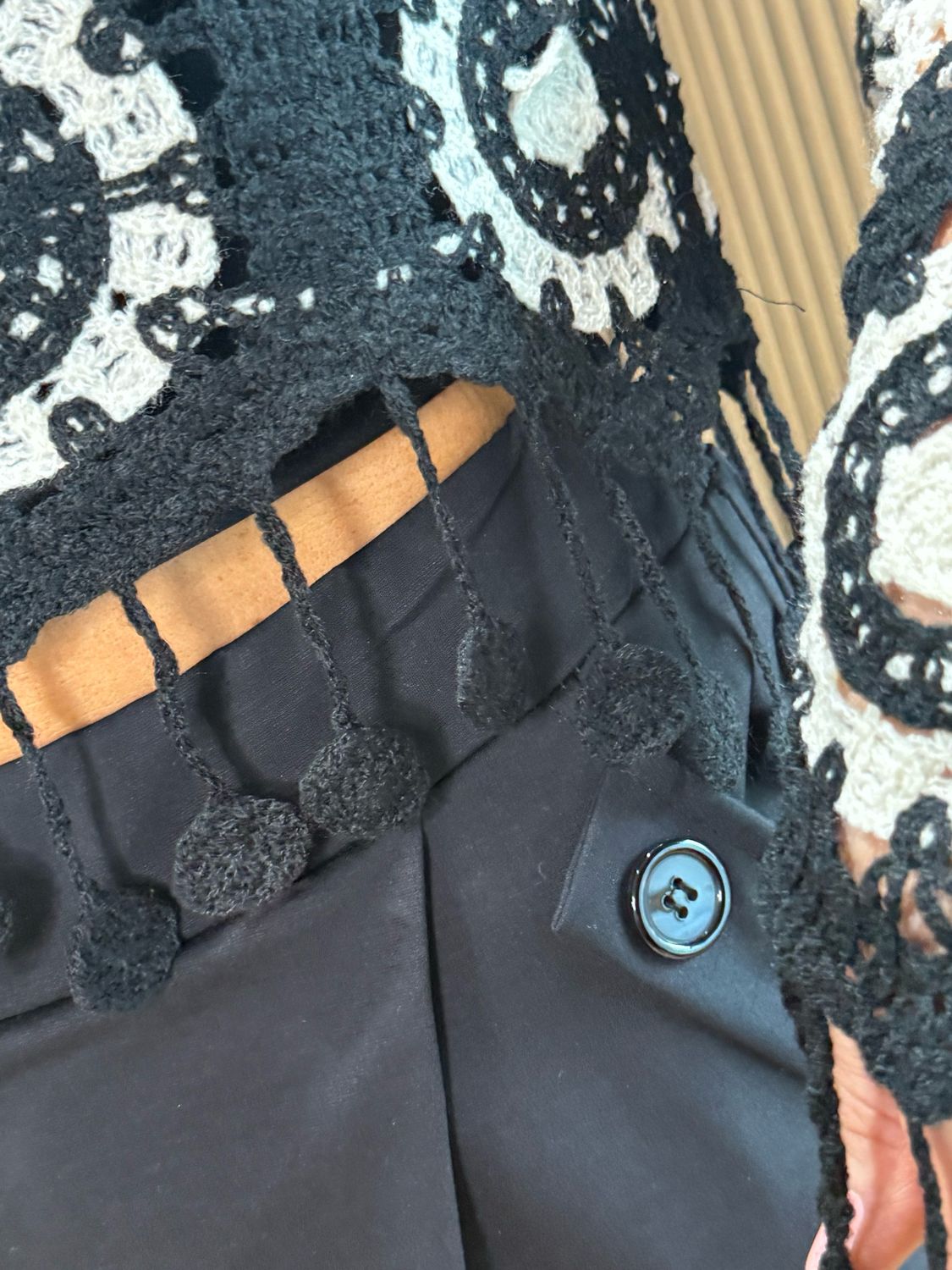 Monochrome Crochet Top - Black/White