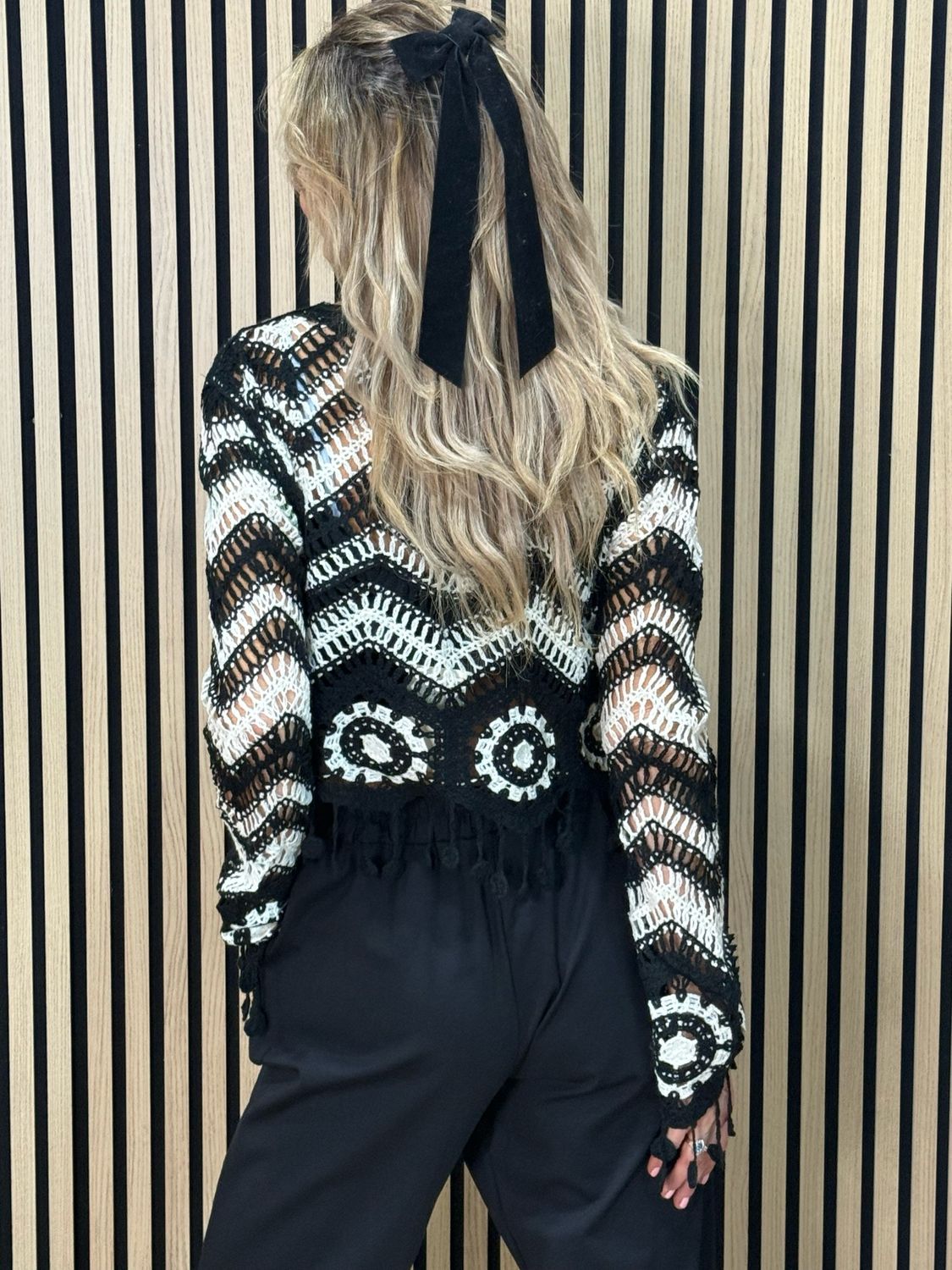 Monochrome Crochet Top - Black/White