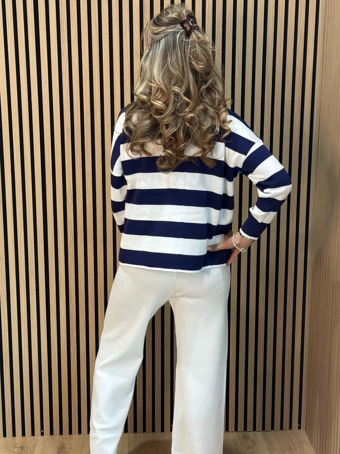 Lana Stripe Lounge Set - Navy/White