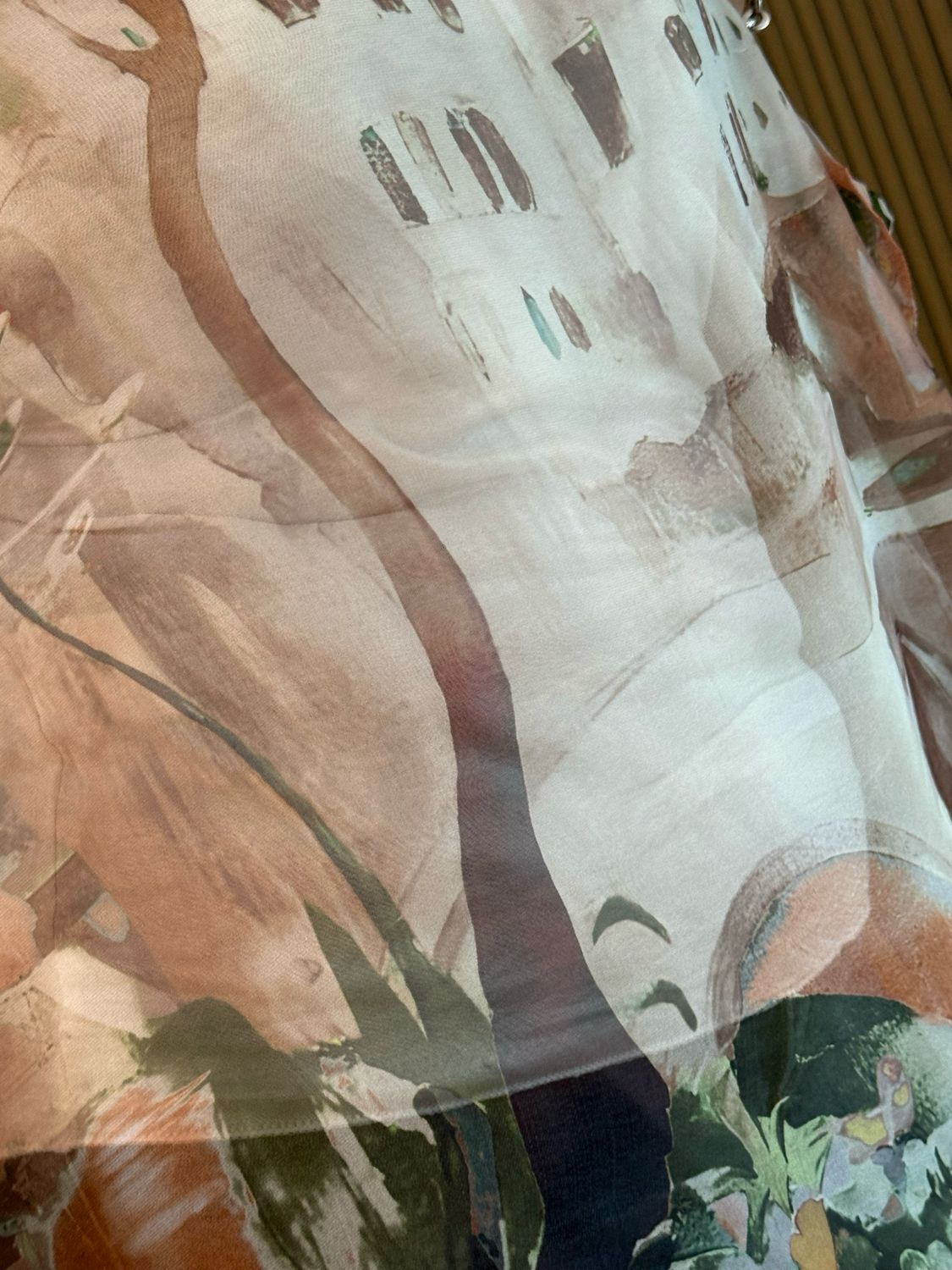 Cote D Azur Printed Oversized Top - Cream/Khaki