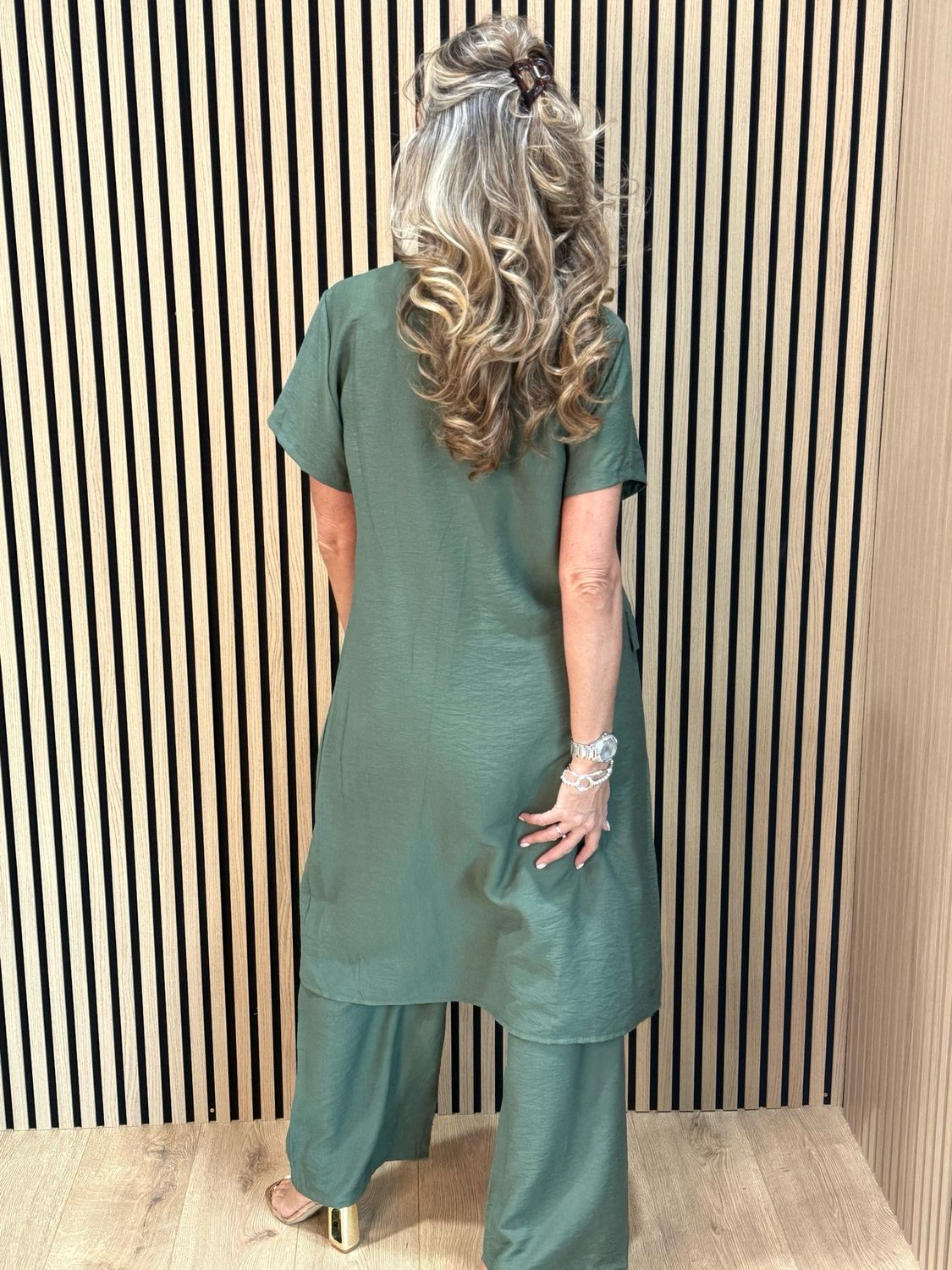 Longline Top &amp; Trouser Set - Khaki