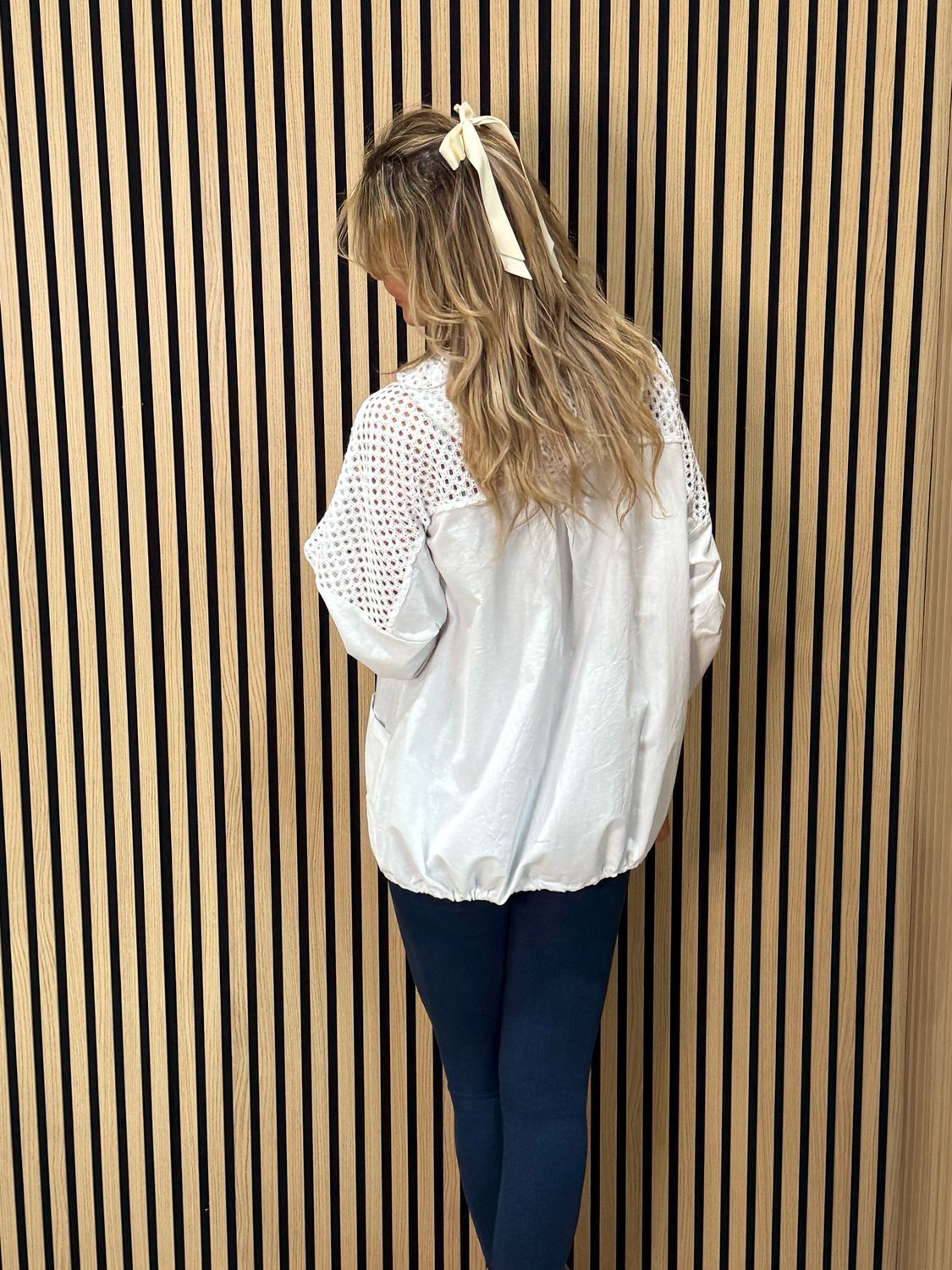 Cara Lace Panel Zip Hoodie - White