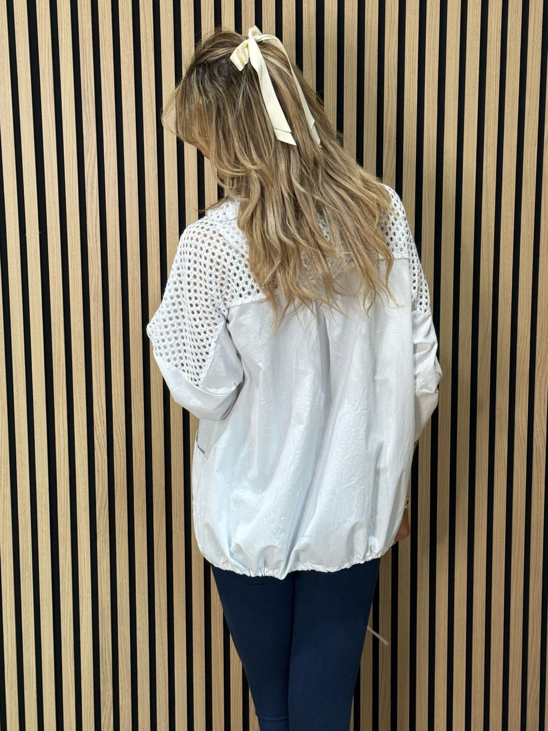 Cara Lace Panel Zip Hoodie - White