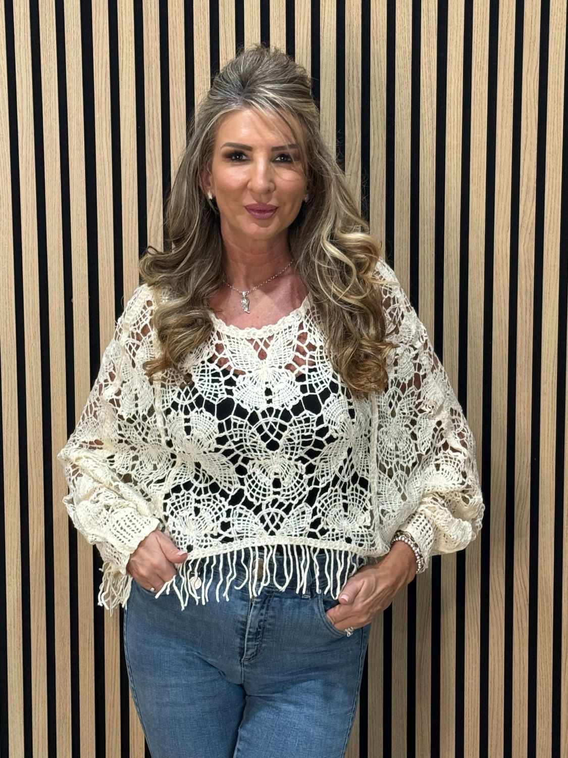 Crochet Fringe Top - Cream