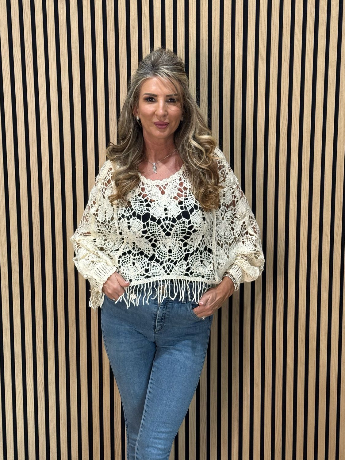 Crochet Fringe Top - Cream