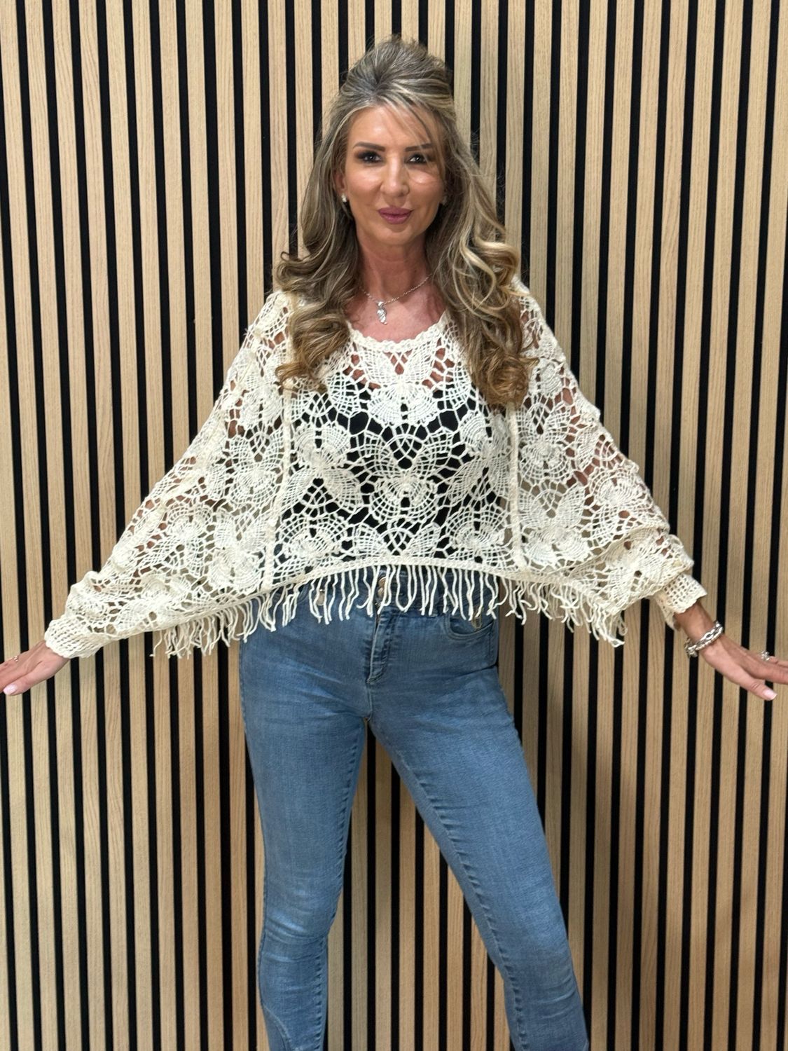 Crochet Fringe Top - Cream