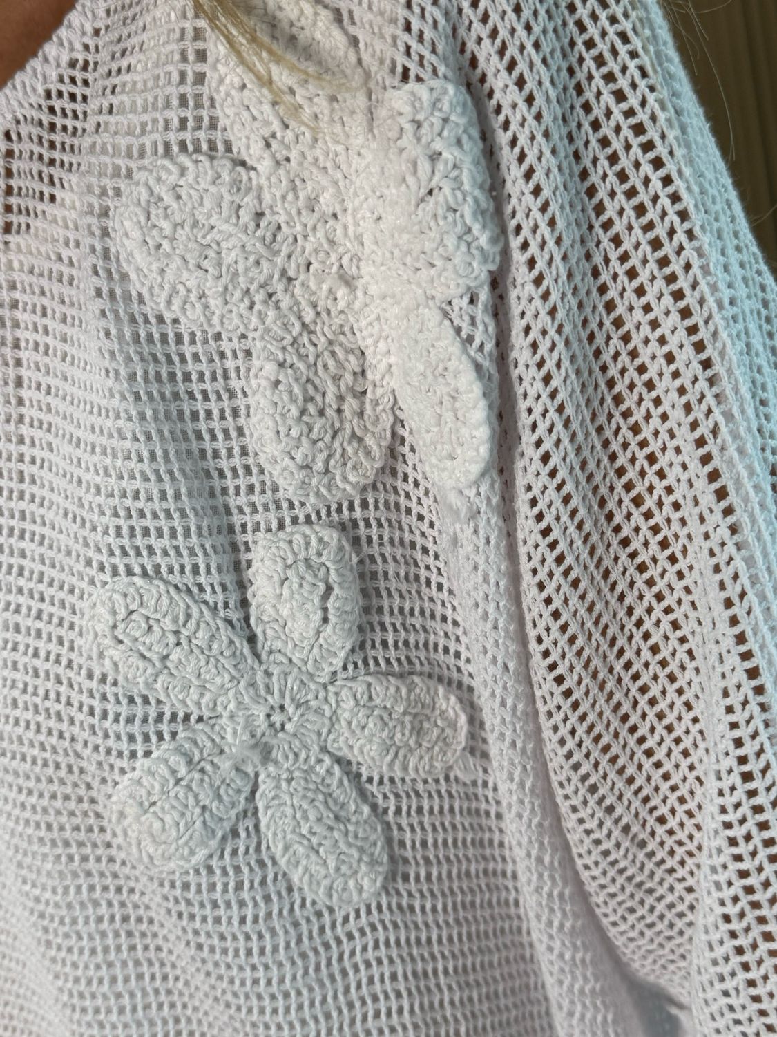 Linen Blend Mesh Top &amp; Dress Set - White