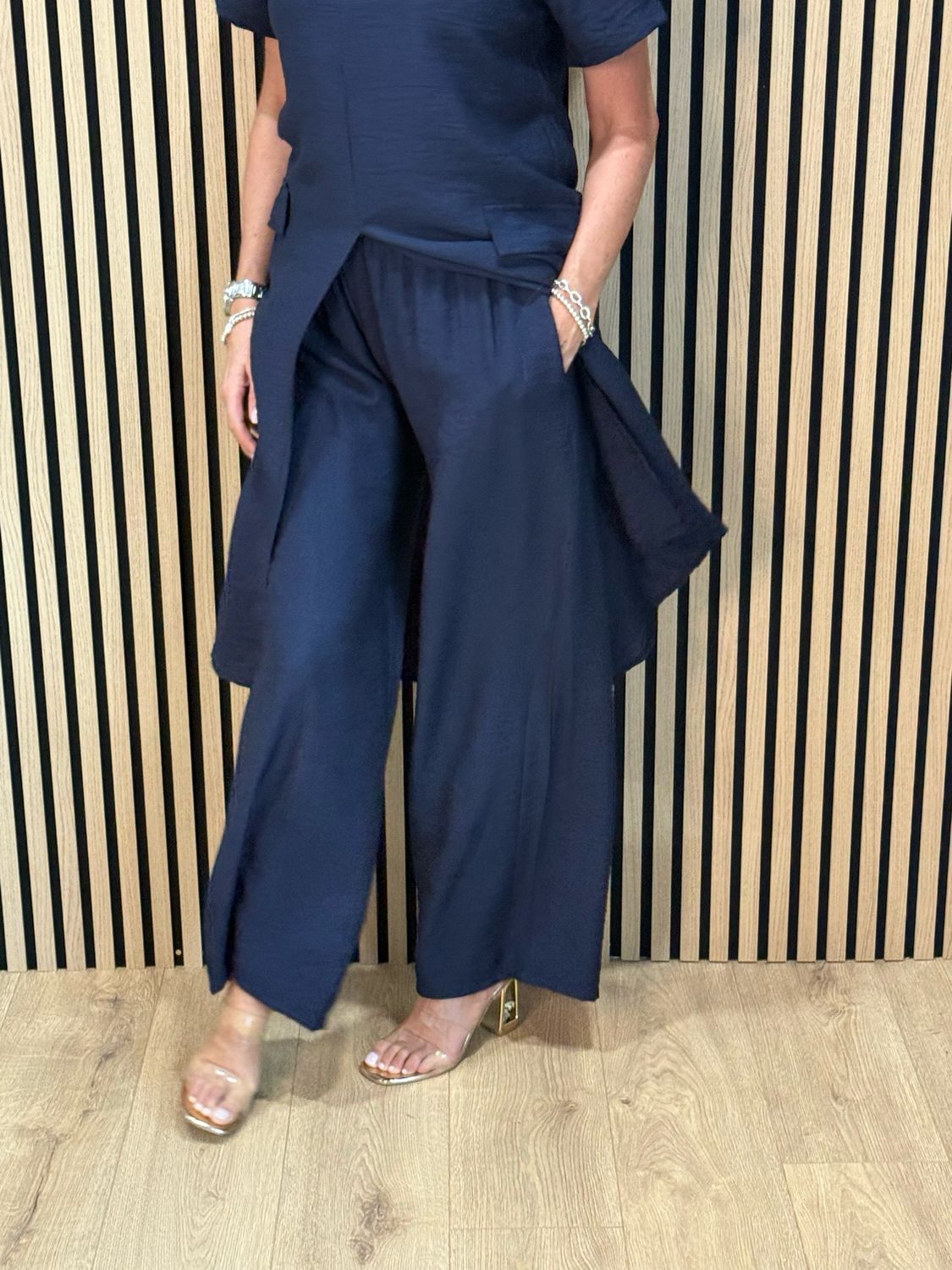 Longline Top &amp; Trouser Set - Navy