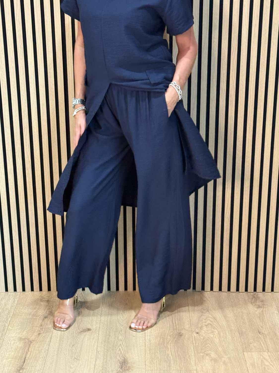 Longline Top &amp; Trouser Set - Navy