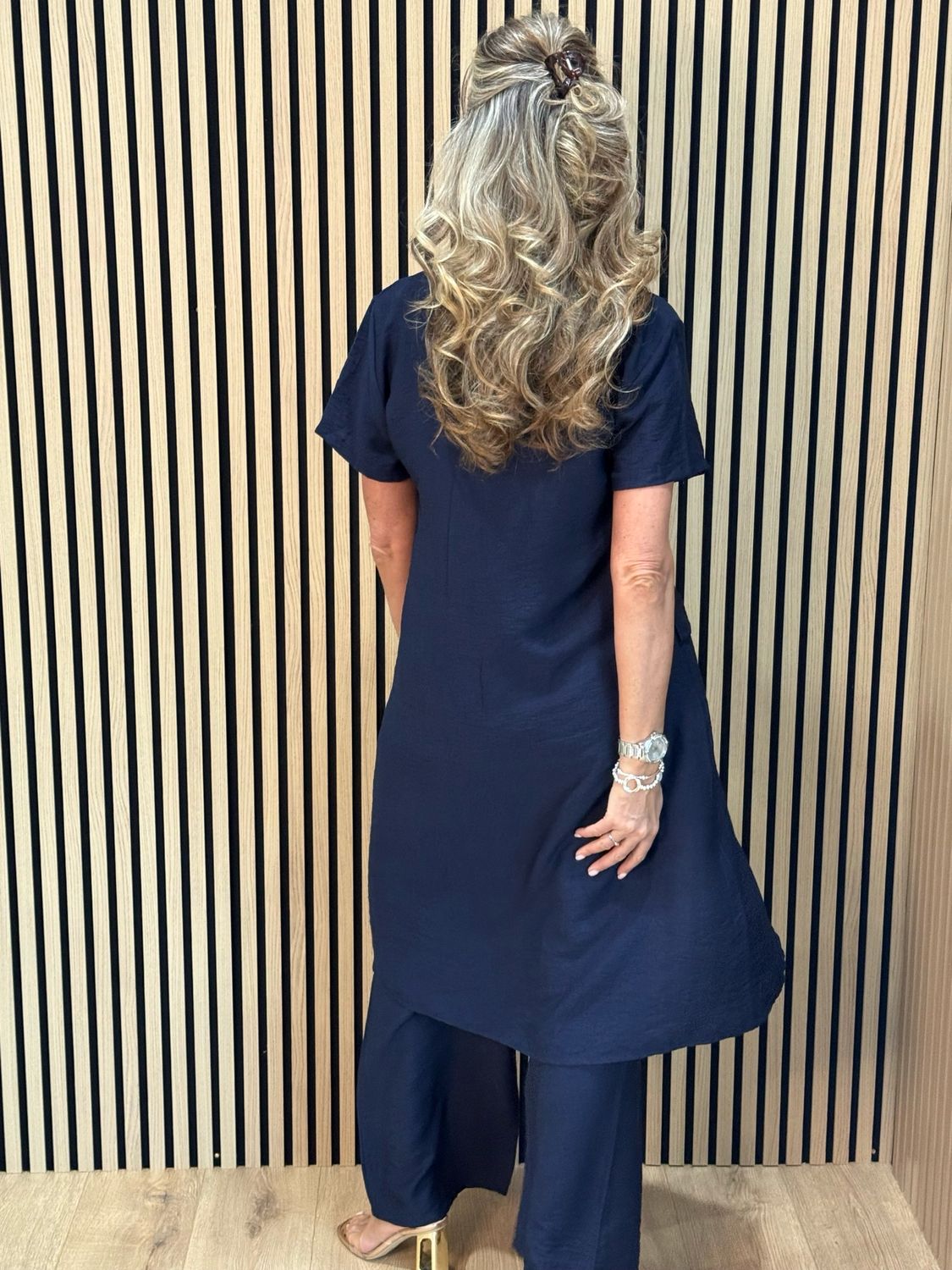 Longline Top &amp; Trouser Set - Navy