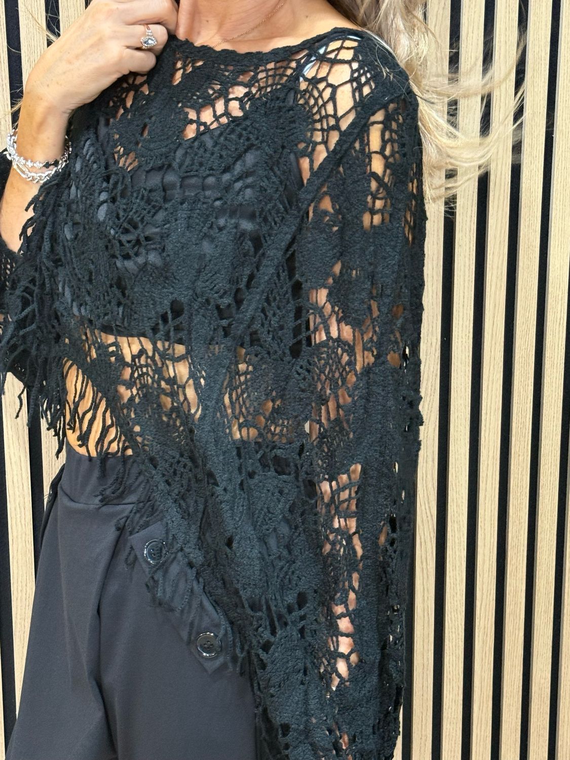 Crochet Fringe Top - Black