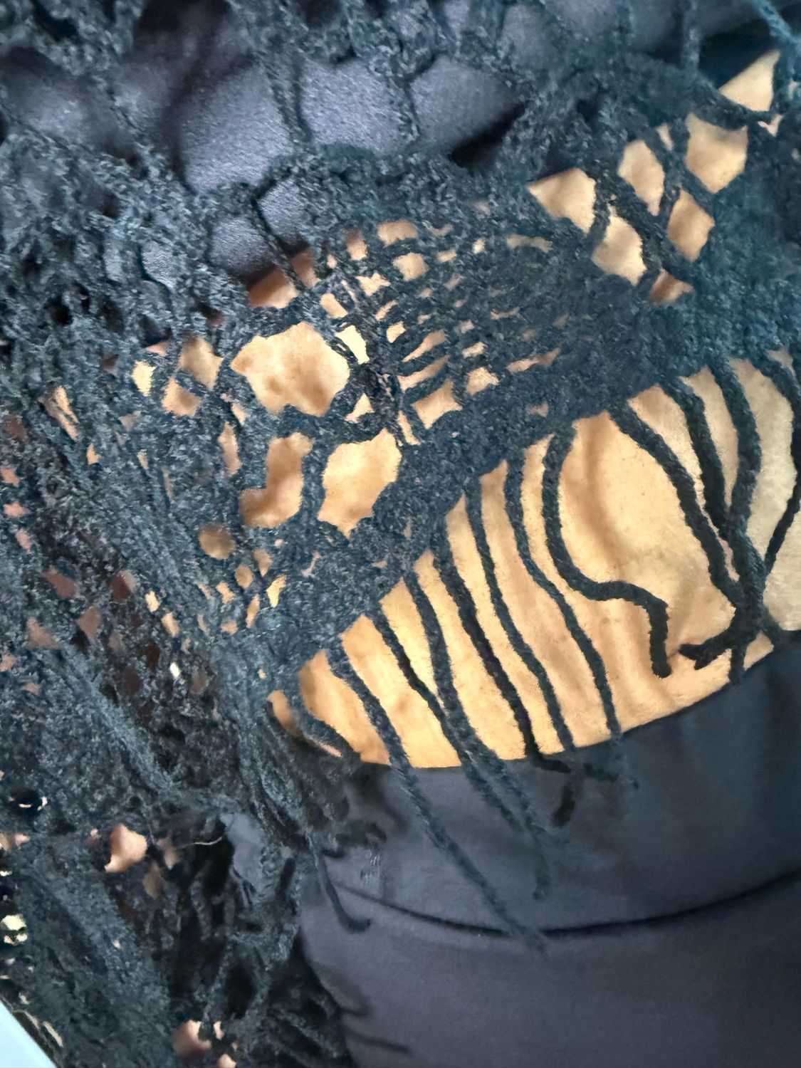 Crochet Fringe Top - Black