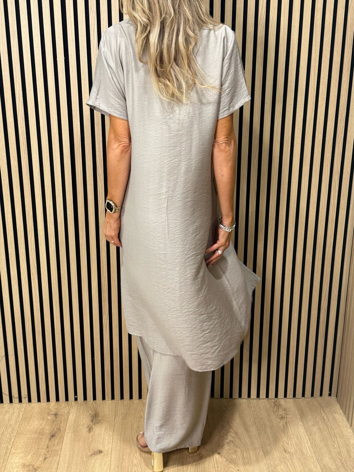 Longline Top &amp; Trouser Set - Taupe