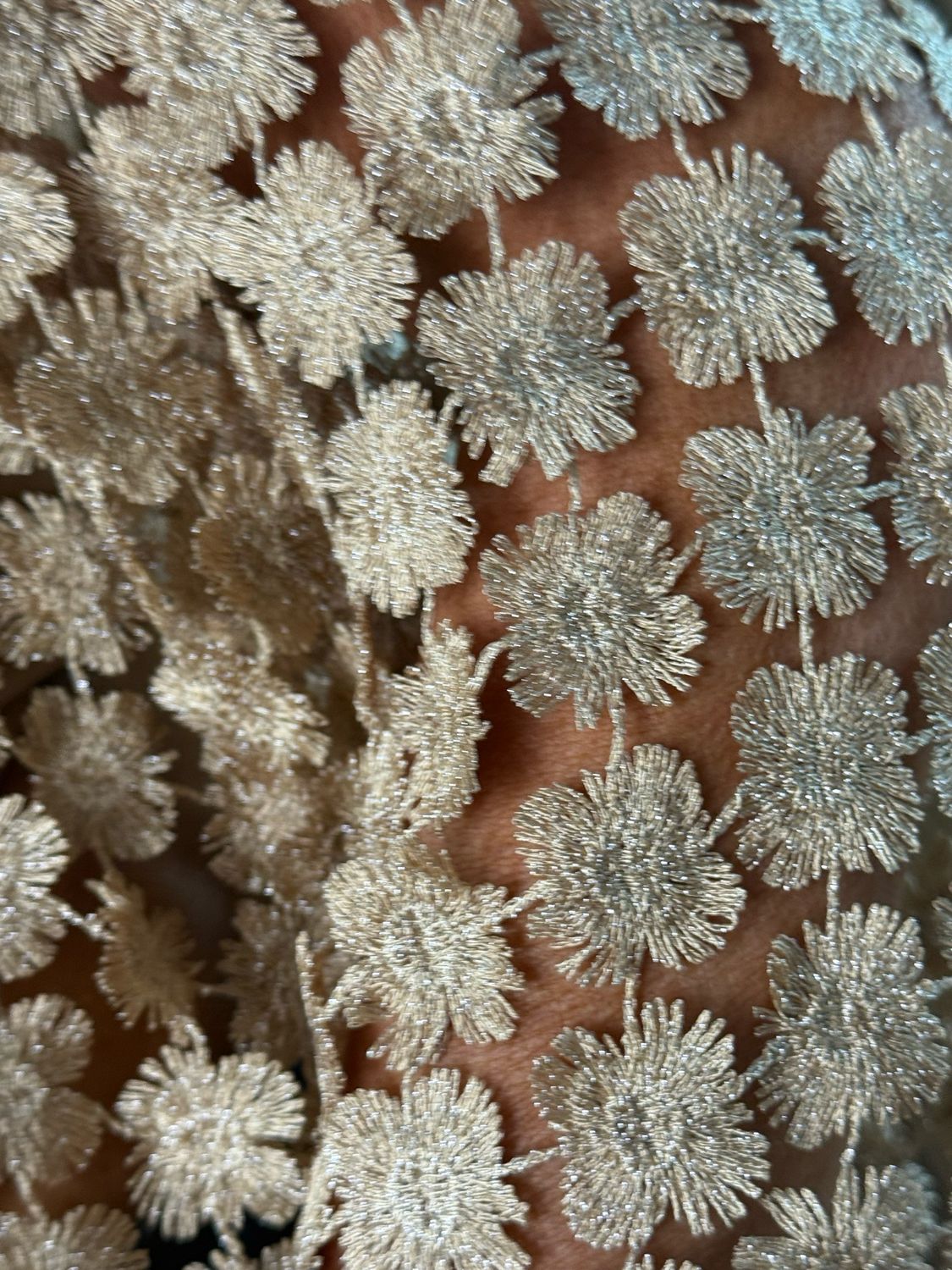 Floral Lace Overlay Top - Gold