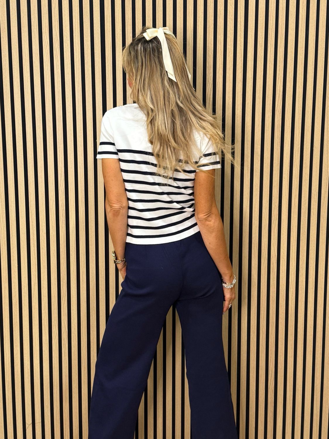 Amora Stripe Lounge Set - White/Navy