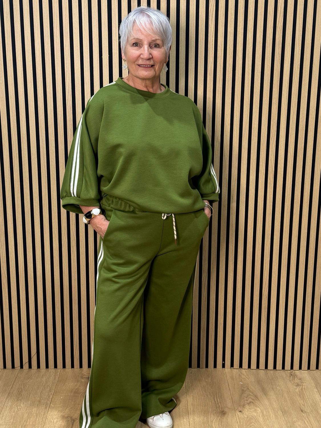 Sport Luxe Stripe Co-Ord Set - Green