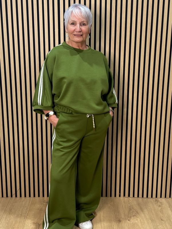 Sport Luxe Stripe Co-Ord Set - Green