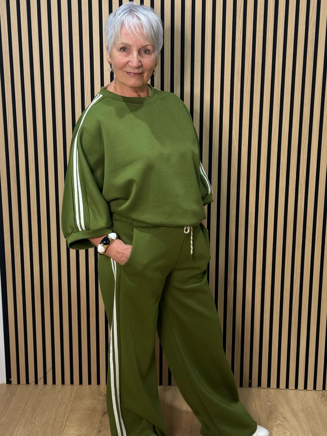 Sport Luxe Stripe Co-Ord Set - Green