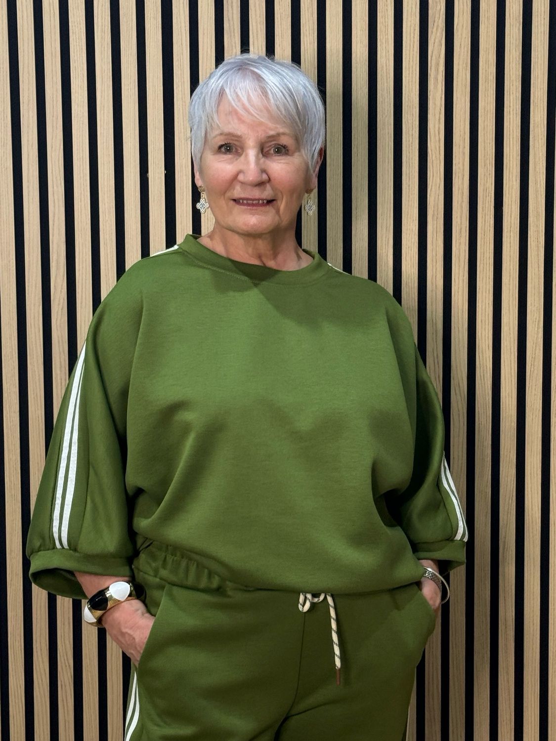 Sport Luxe Stripe Co-Ord Set - Green