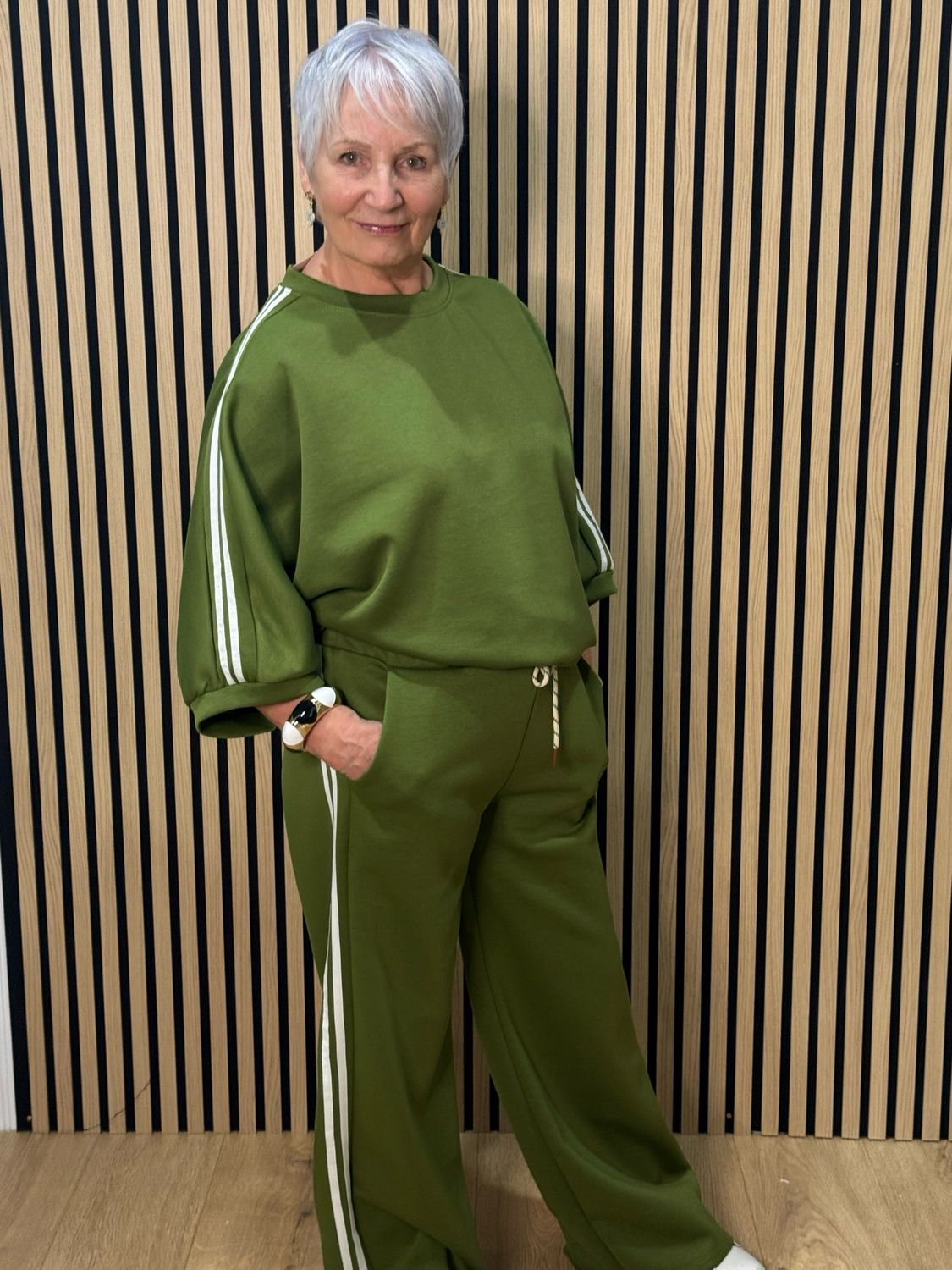 Sport Luxe Stripe Co-Ord Set - Green