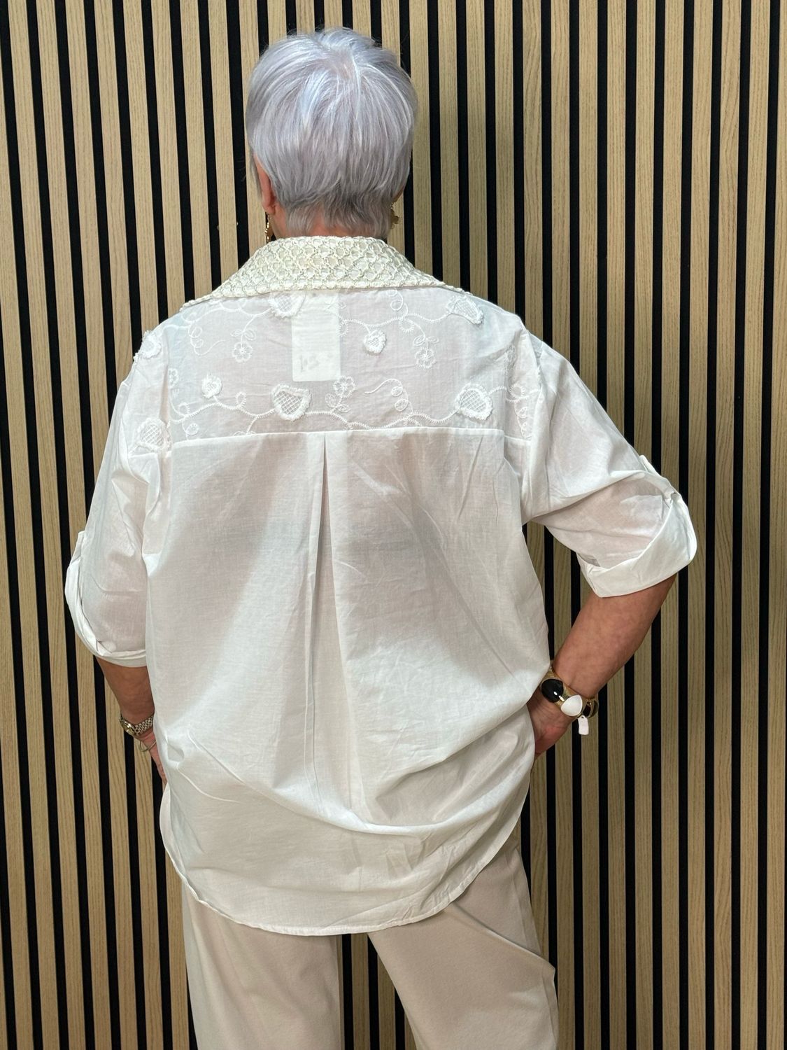 Cotton Embroidered Lace Trim Trim Shirt