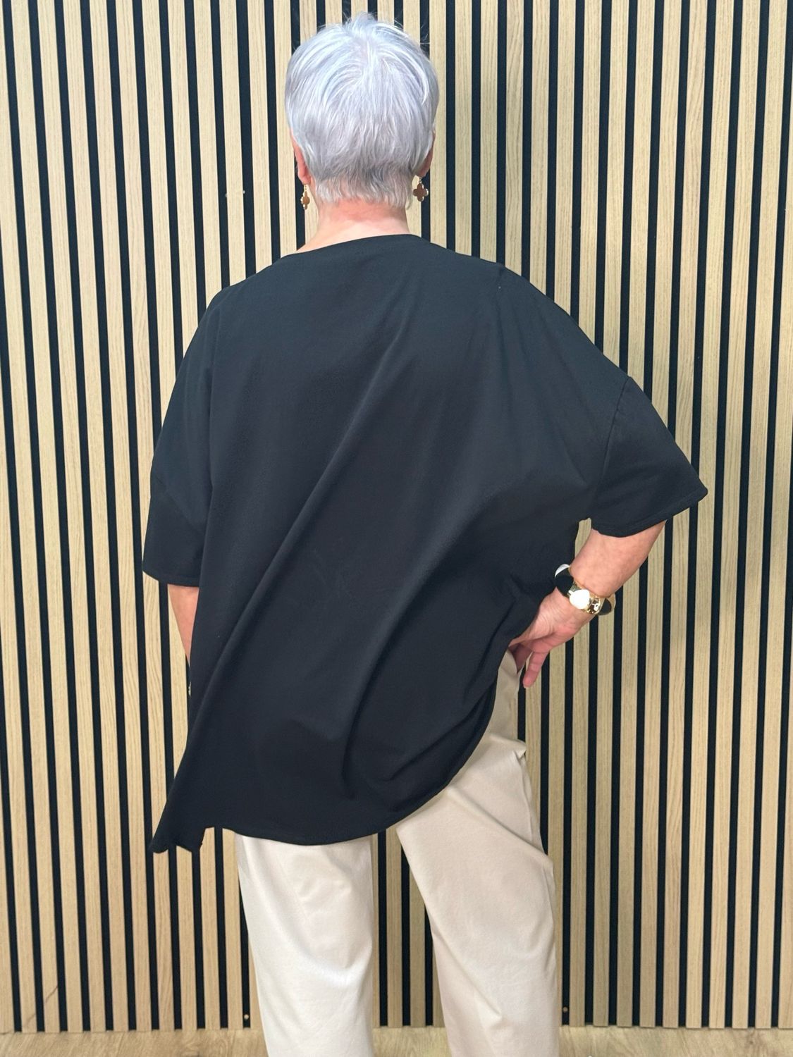 Embellished Flower Top - Black