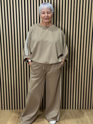 Sport Luxe Stripe Co-Ord Set - Taupe