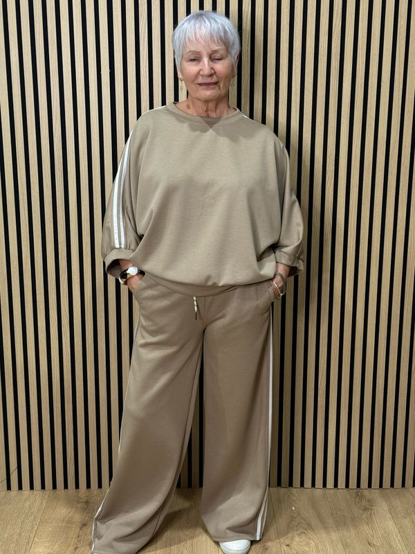 Sport Luxe Stripe Co-Ord Set - Taupe