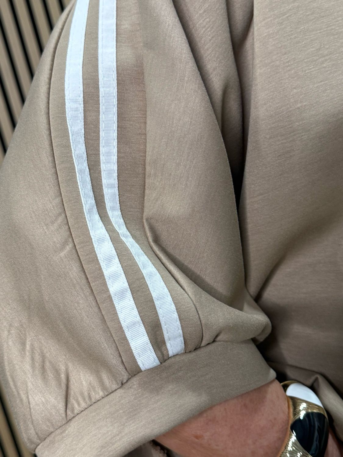 Sport Luxe Stripe Co-Ord Set - Taupe