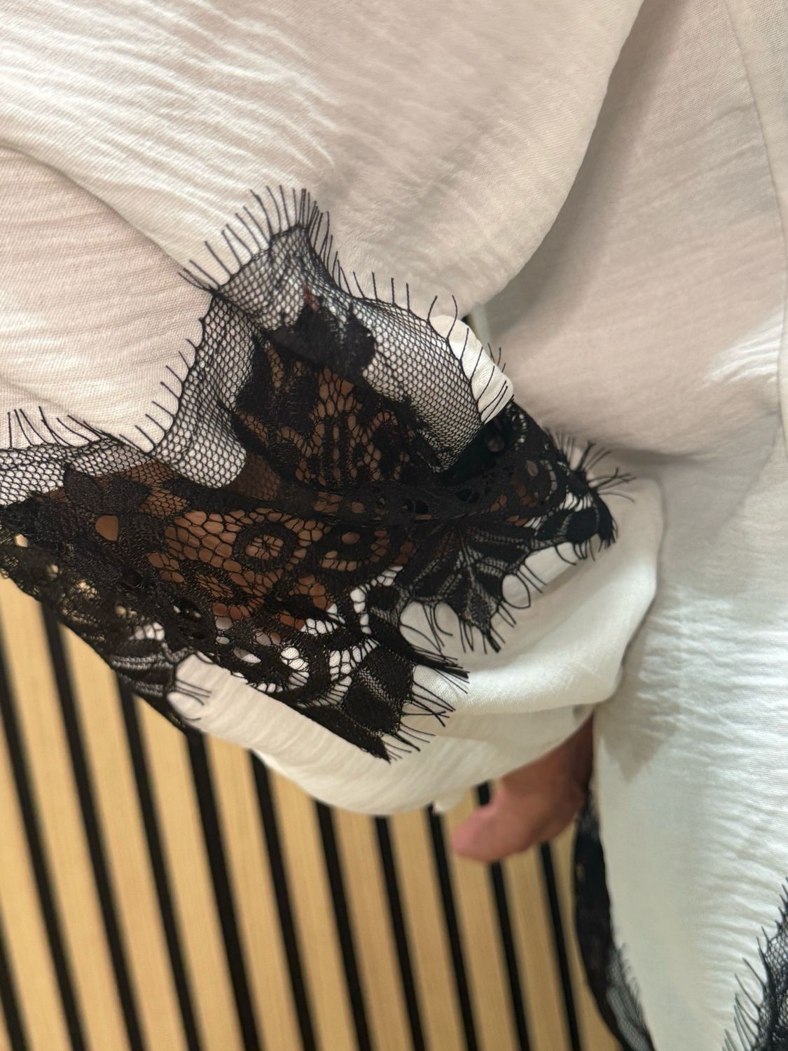 Lace Trim Button Shirt - White