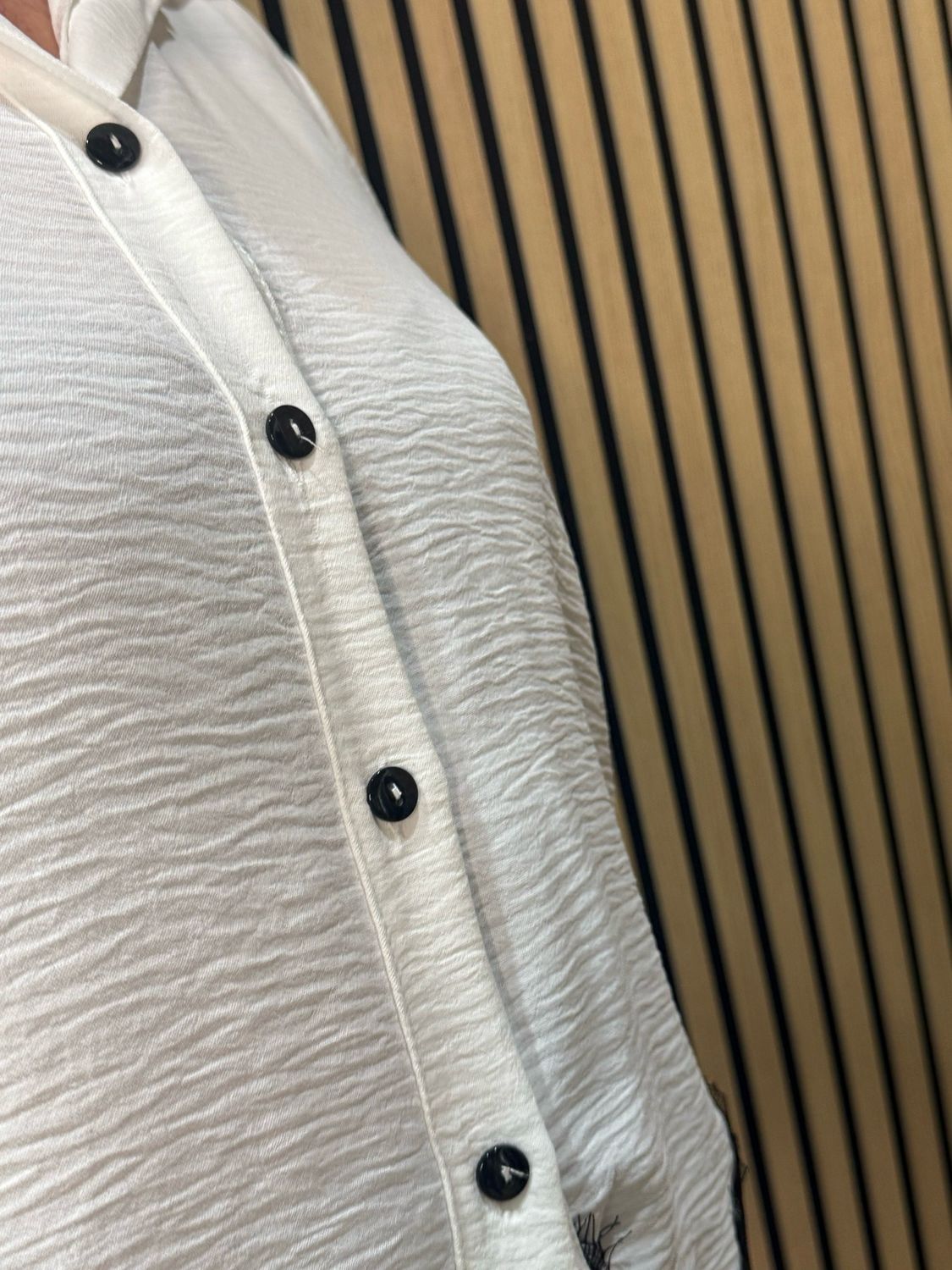 Lace Trim Button Shirt - White