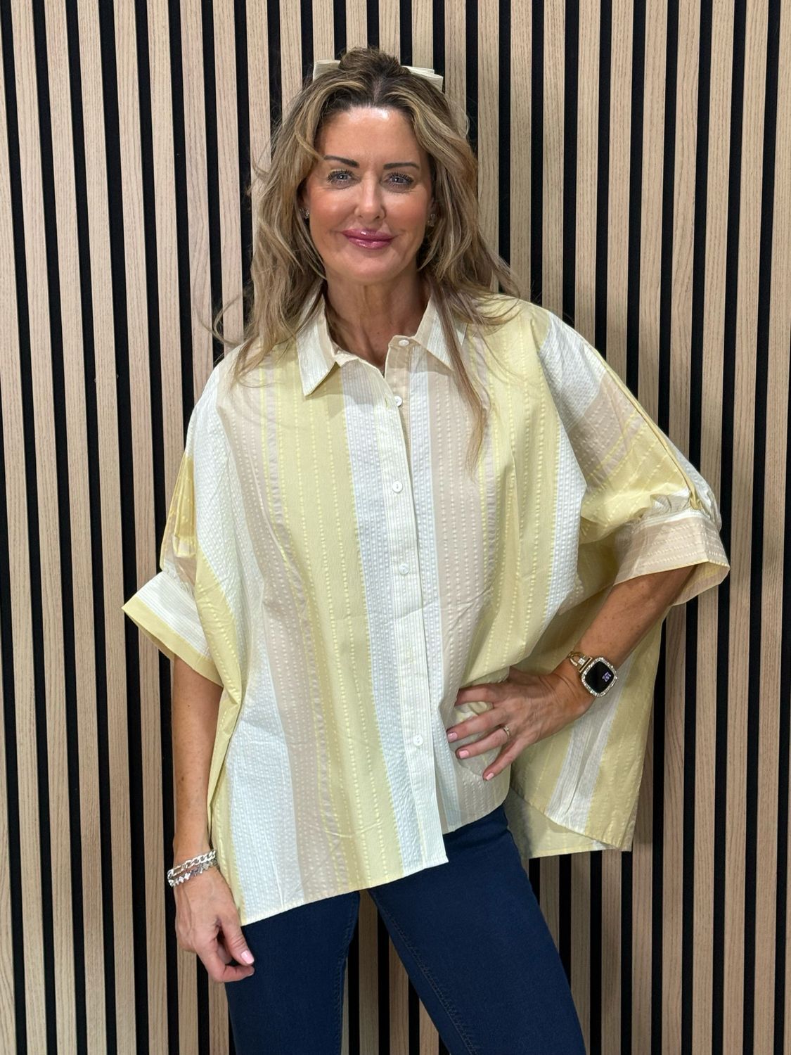 Oversized Textured Shirt - Lemon