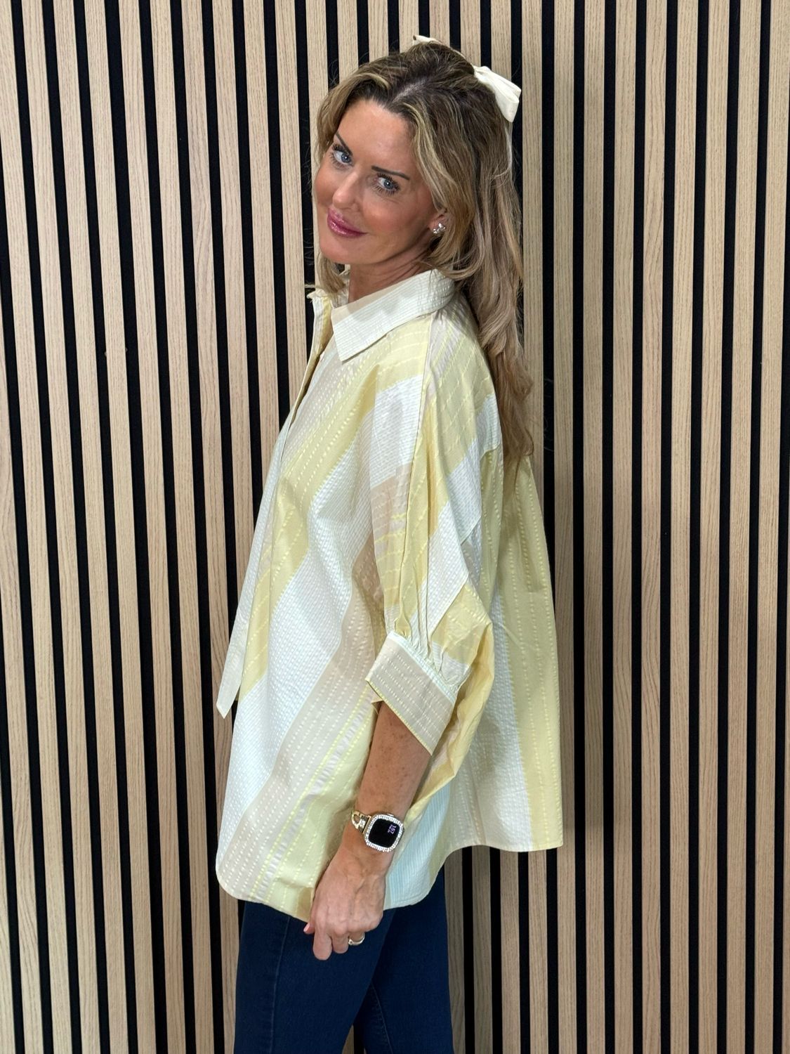 Oversized Textured Shirt - Lemon