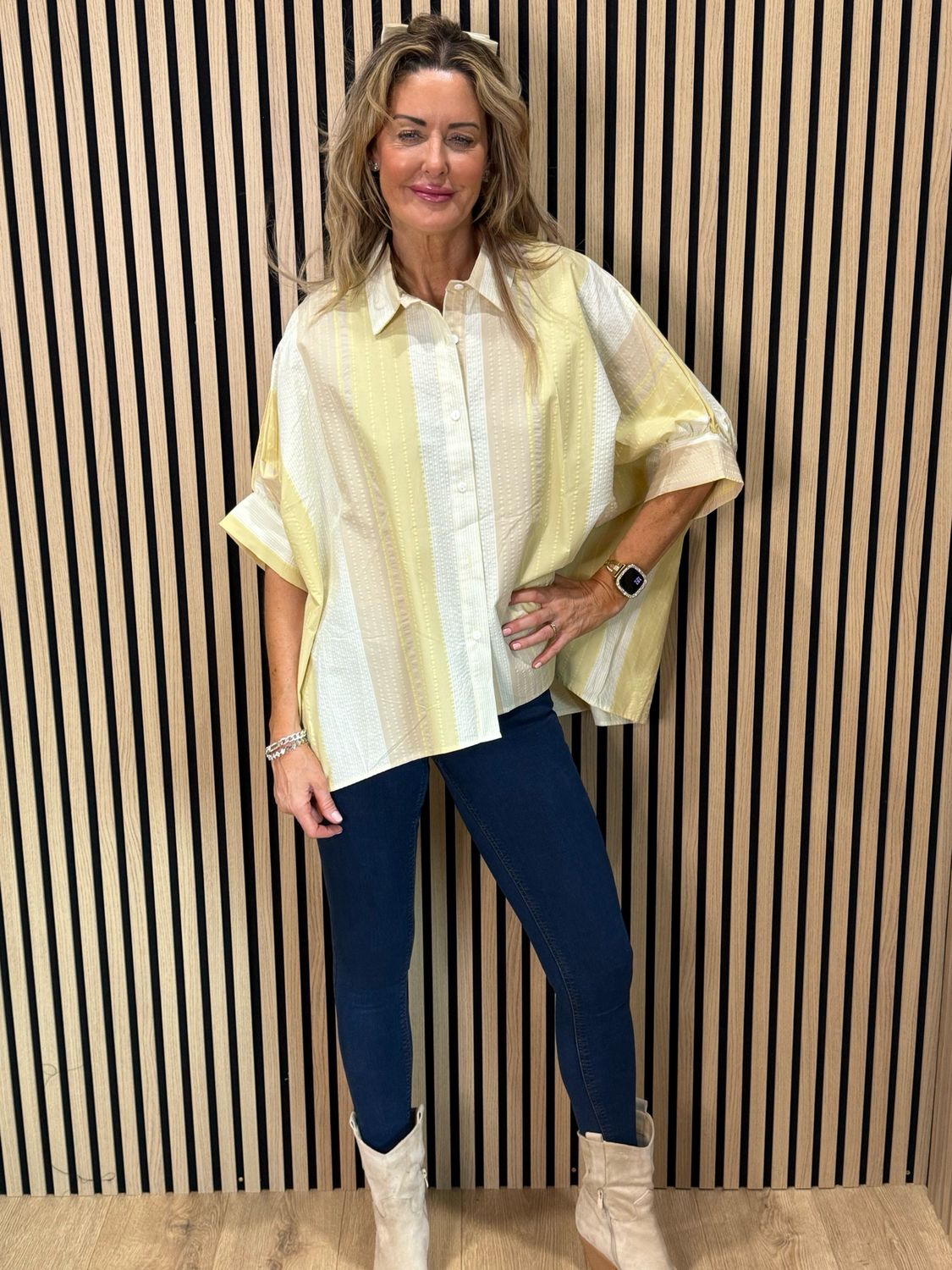 Oversized Textured Shirt - Lemon