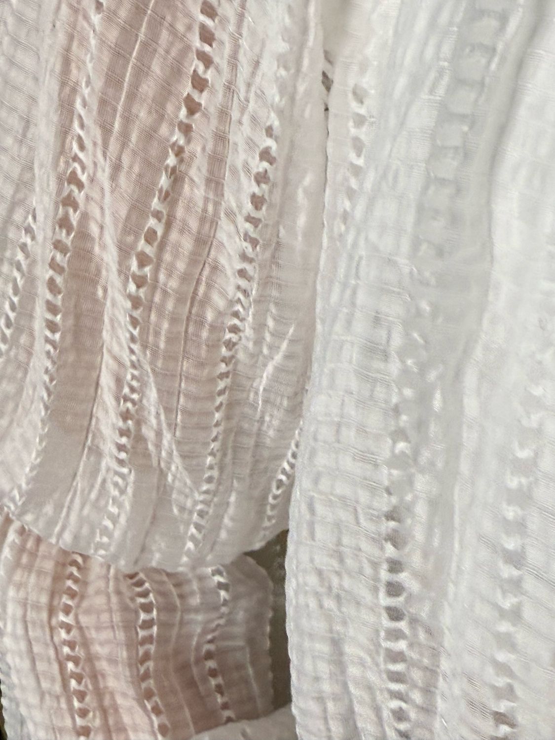 Ruffle Neck Textured Top - White