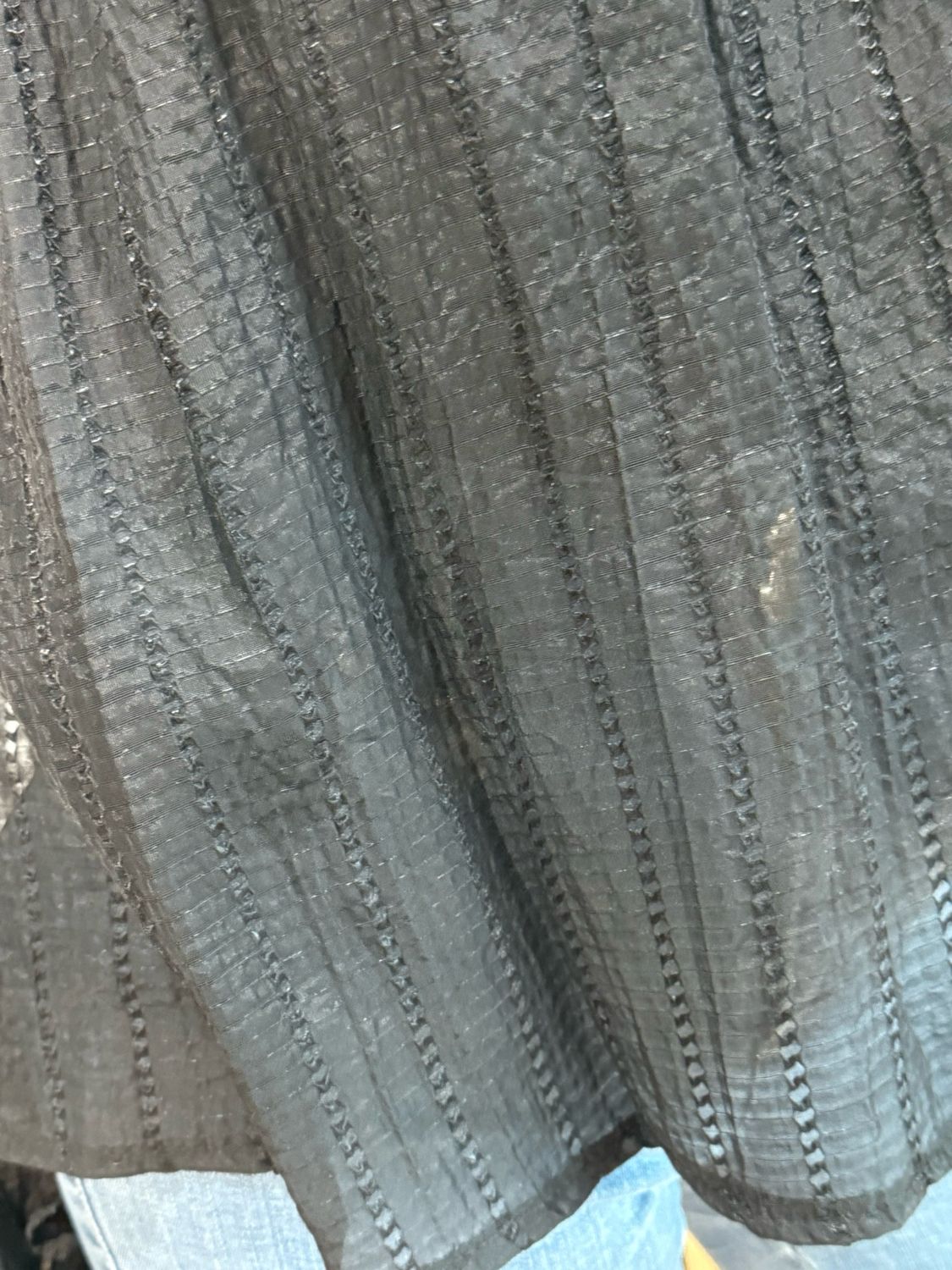 Ruffle Neck Textured Top - Black