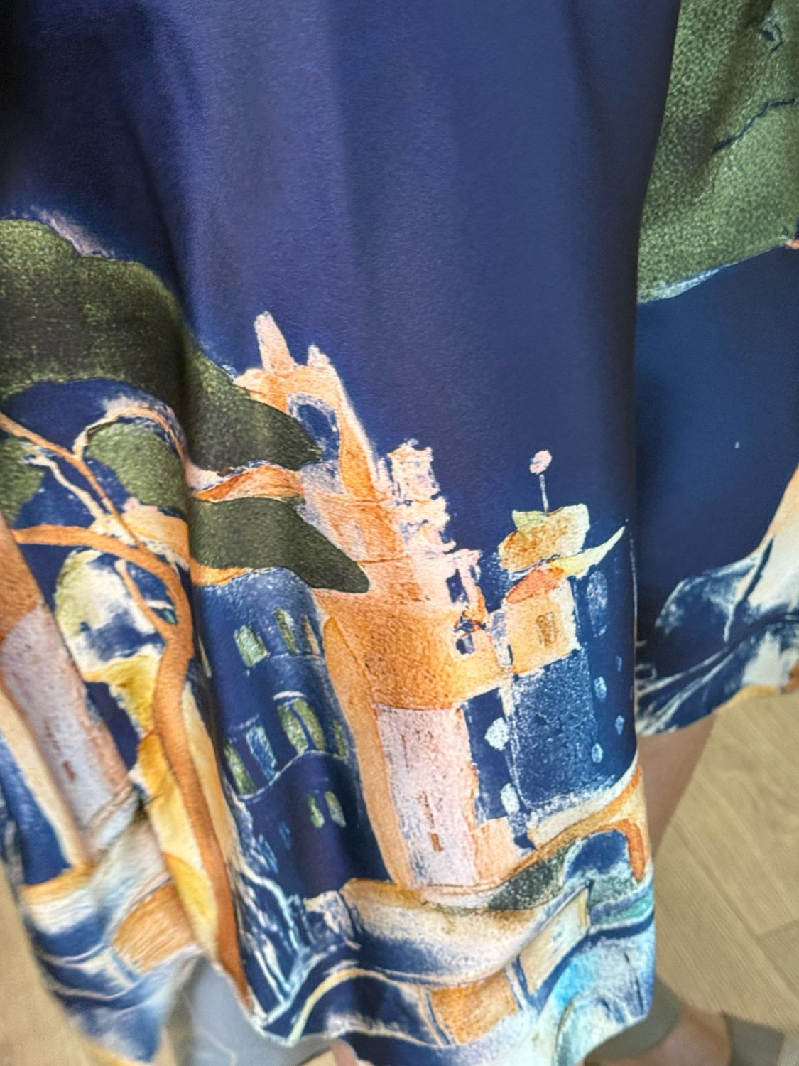 Abstract Print Shirt Dress - Navy