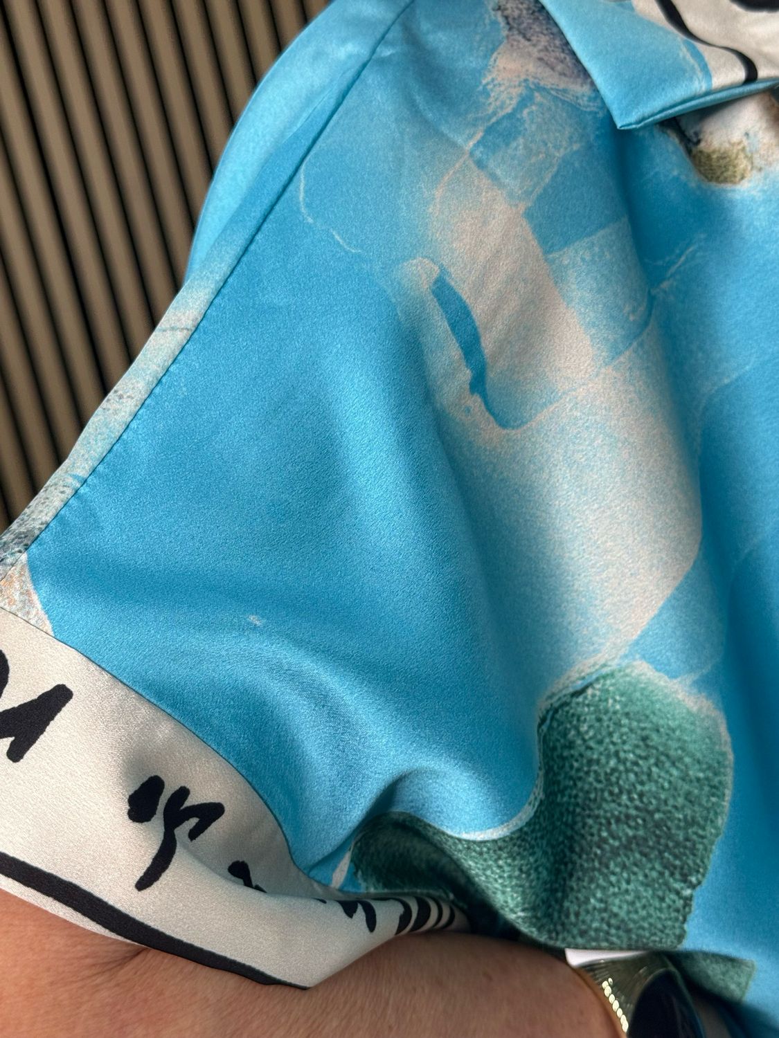 Abstract Print Shirt Dress - Aqua