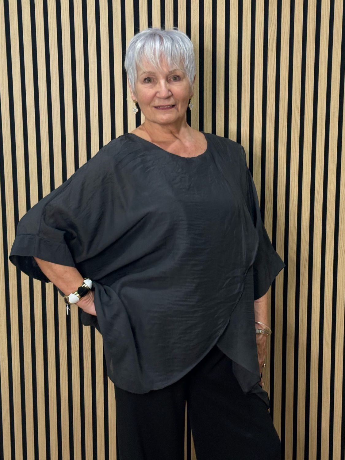 Layered Batwing Top - Black