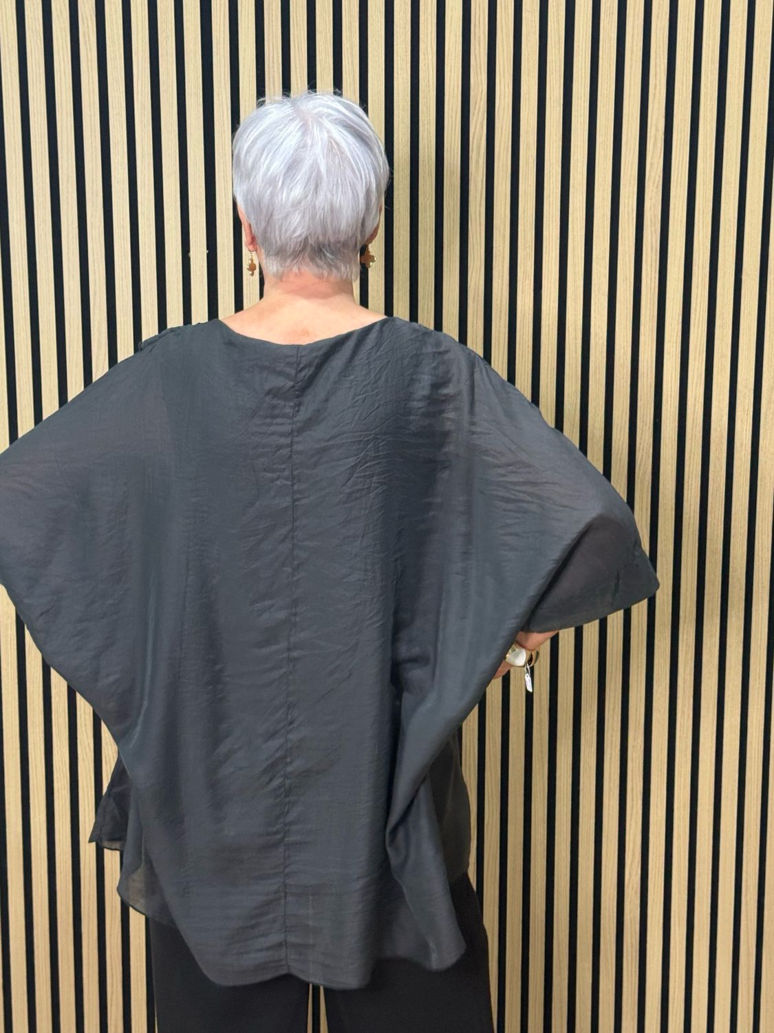 Layered Batwing Top - Black