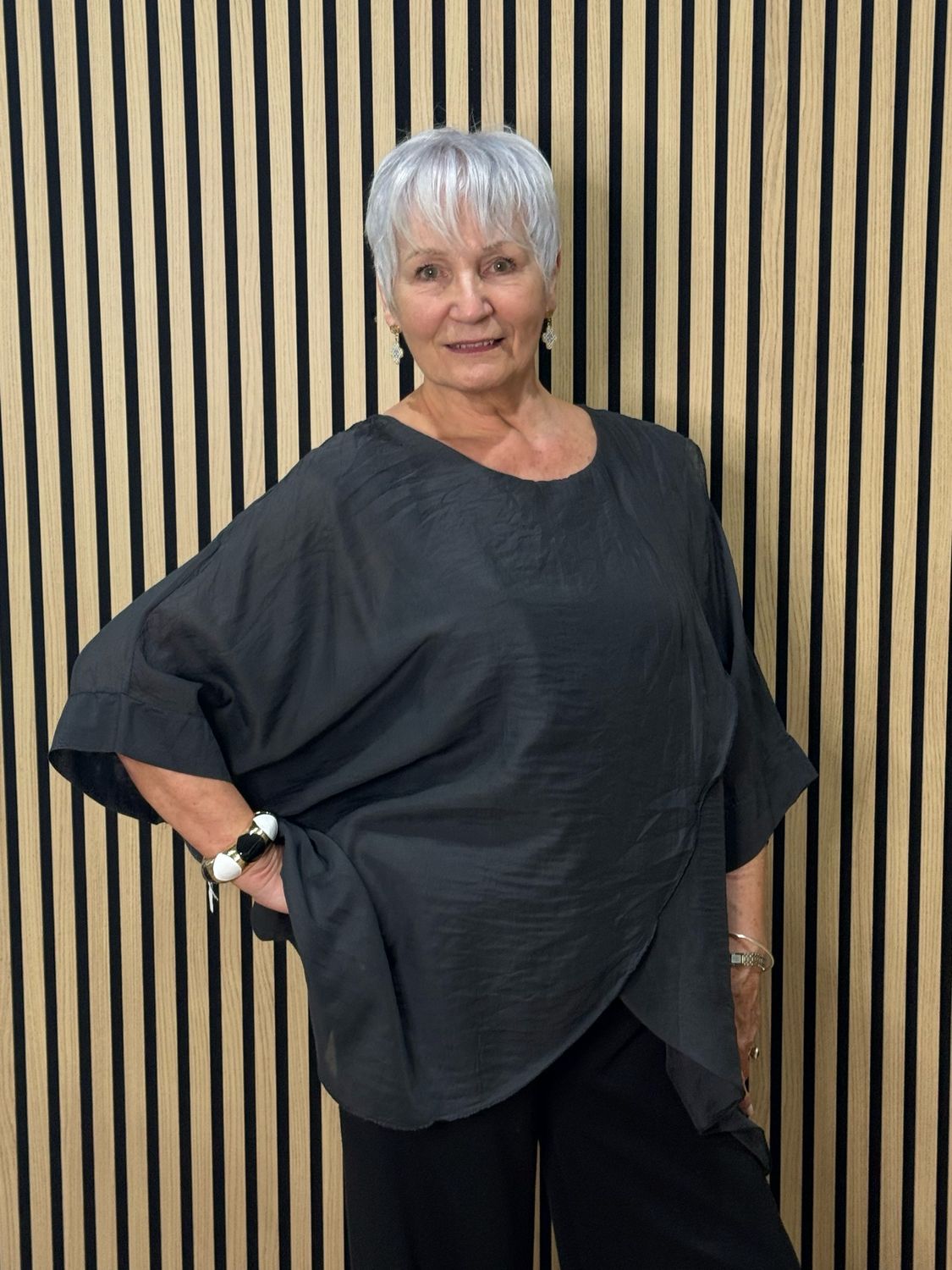 Layered Batwing Top - Black