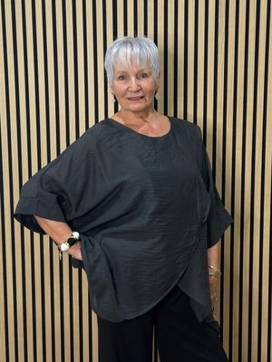 Layered Batwing Top - Black