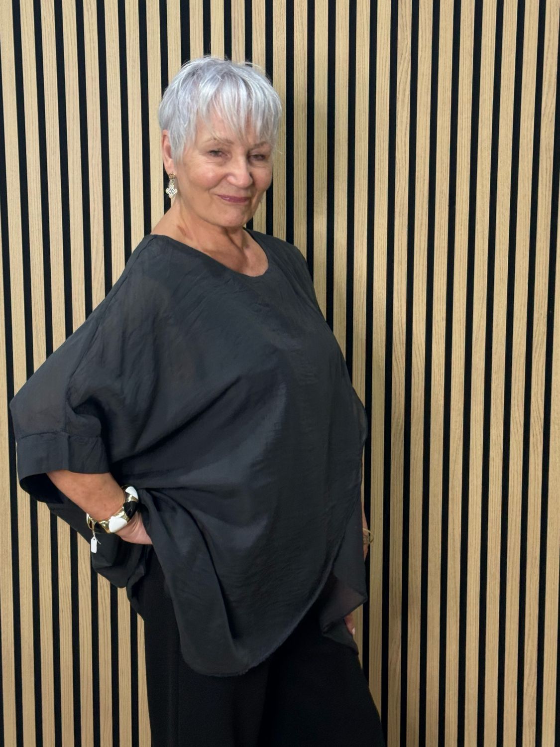 Layered Batwing Top - Black