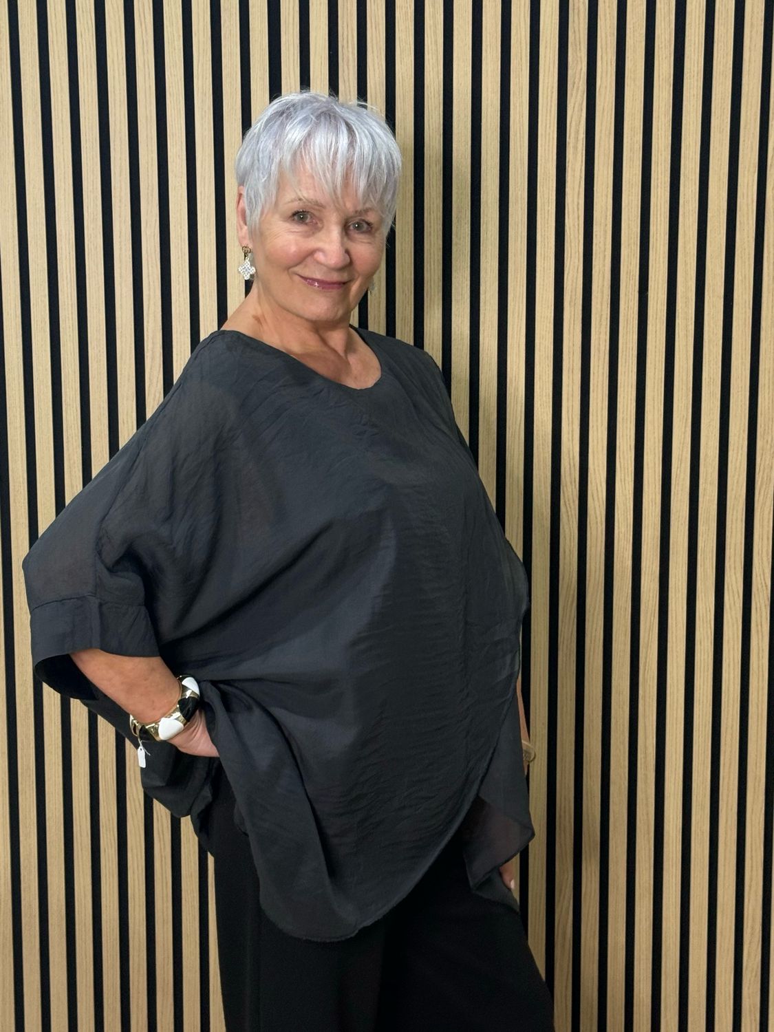 Layered Batwing Top - Black